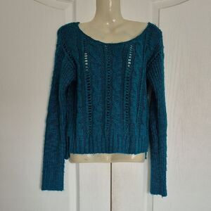 Aeropostale Teal Open-Knit Sweater
